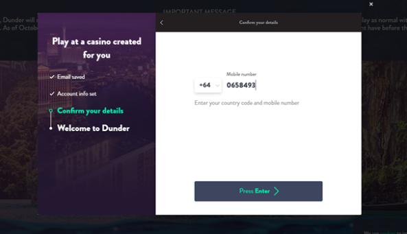 Dunder Casino Registration