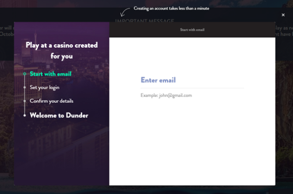 Dunder Casino Registration